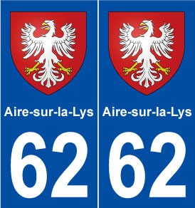 LYS 62 Aire-sur-la-Lys blason autocollant plaque stickers ville droits Angles 
