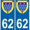 62 Pas-de-Calais autocollant plaque blason armoiries stickers département