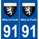 91 Milly-la-Forêt blason autocollant plaque stickers ville