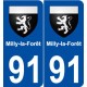 91 Milly-la-Forêt blason autocollant plaque stickers ville