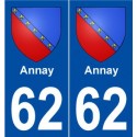 62 Annay blason autocollant plaque stickers ville