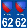 62 Annay blason autocollant plaque stickers ville
