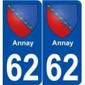 62 Annay blason autocollant plaque stickers ville