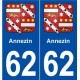 62 Annezin blason autocollant plaque stickers ville