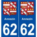 62 Annezin blason autocollant plaque stickers ville
