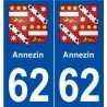 62 Annezin blason autocollant plaque stickers ville