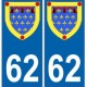 62 Pas-de-Calais autocollant plaque blason armoiries stickers département
