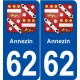 62 Annezin blason autocollant plaque stickers ville