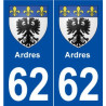 62 Ardres blason autocollant plaque stickers ville
