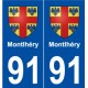 91 Montlhéry blason autocollant plaque stickers ville
