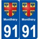 91 Montlhéry blason autocollant plaque stickers ville