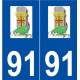 91 Montlhéry logo autocollant plaque stickers ville
