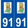91 Montlhéry logo autocollant plaque stickers ville