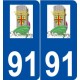 91 Montlhéry logo autocollant plaque stickers ville