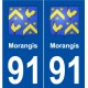 91 Morangis blason autocollant plaque stickers ville