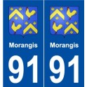 91 Morangis blason autocollant plaque stickers ville