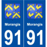 91 Morangis blason autocollant plaque stickers ville