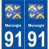 91 Morangis blason autocollant plaque stickers ville