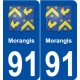 91 Morangis blason autocollant plaque stickers ville