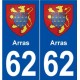 62 Arras stemma adesivo piastra adesivi città