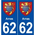 62 Arras escudo de armas de la etiqueta engomada de la placa de pegatinas de la ciudad