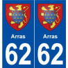 62 Arras blason autocollant plaque stickers ville