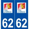62 Arras logo autocollant plaque stickers ville