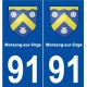91 Morsang-sur-Orge blason autocollant plaque stickers ville