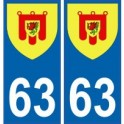 63 Puy de Dome-aufkleber platte wappen wappen sticker-abteilung
