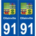 91 Ollainville blason autocollant plaque stickers ville