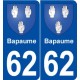 62 Bapaume blason autocollant plaque stickers ville