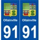 91 Orsay blason autocollant plaque stickers ville