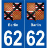 62 Barlin blason autocollant plaque stickers ville