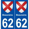 62 Beaurains blason autocollant plaque stickers ville