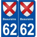 62 Beaurains blason autocollant plaque stickers ville