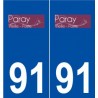 91 Paray-Vieille-Poste logo autocollant plaque stickers ville
