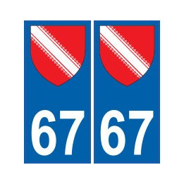 67 Bas Rhin autocollant plaque 