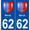 62 Berck blason autocollant plaque stickers ville