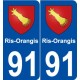 91 Ris-Orangis blason autocollant plaque stickers ville