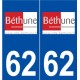 62 Béthune logo autocollant plaque stickers ville