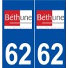 62 Béthune logo autocollant plaque stickers ville