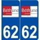 62 Béthune logo autocollant plaque stickers ville