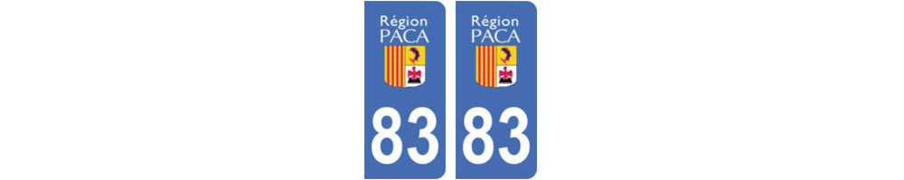 Sticker plaque immatriculation departement 83 Var 