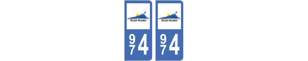 Sticker plaque immatriculation departement Reunion 974
