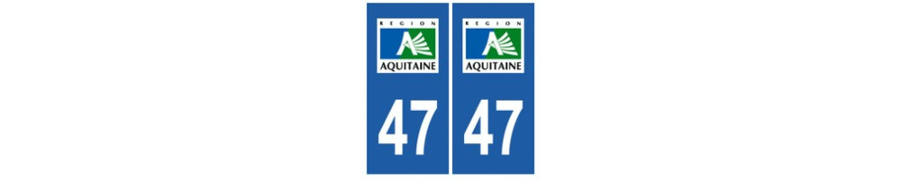 Sticker plaque immatriculation departement 47 Lot-et-Garonne