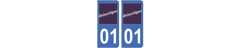 Sticker plaque immatriculation departement 01 Ain 