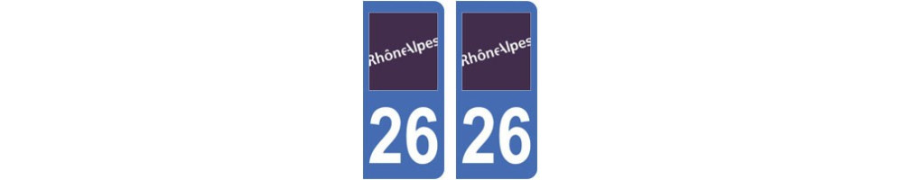 Sticker plaque immatriculation departement 26 Drome 