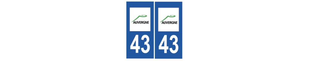 Autocollant plaque immatriculation département 43 Haute Loire