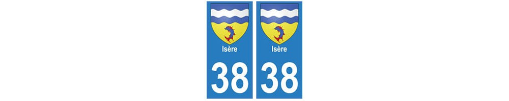 Sticker plaque immatriculation department 38 Isere