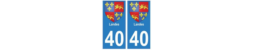 Autocollant plaque immatriculation département 40 Landes